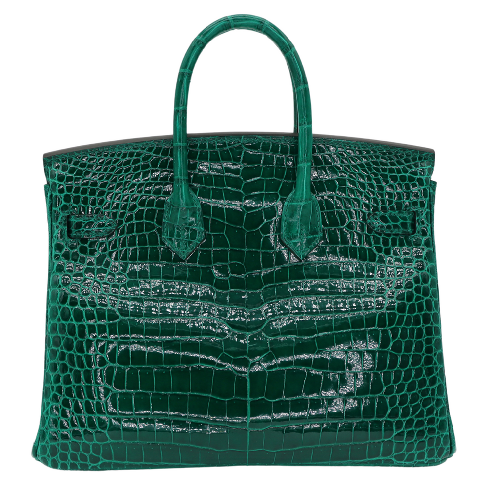 Hermès 25cm Birkin Vert Emeraude Shiny Porosus Crocodile Palladium Hermès 25cm Birkin Vert Emeraude Shiny Porosus Crocodile Palladium