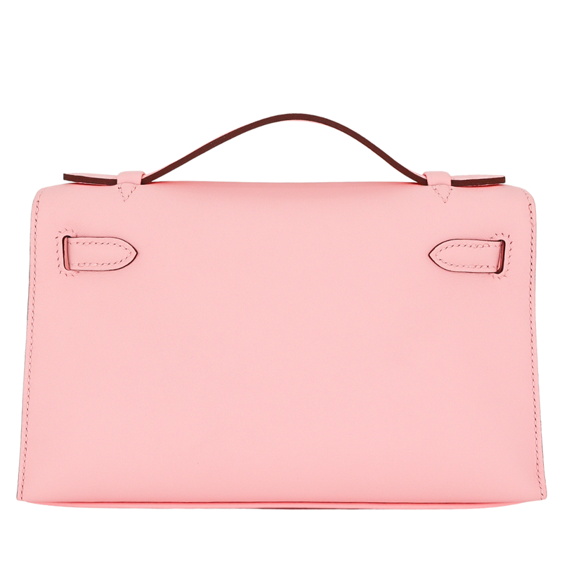 Hermès Kelly Pochette Rose Sakura Swift Leather Palladium Hardware