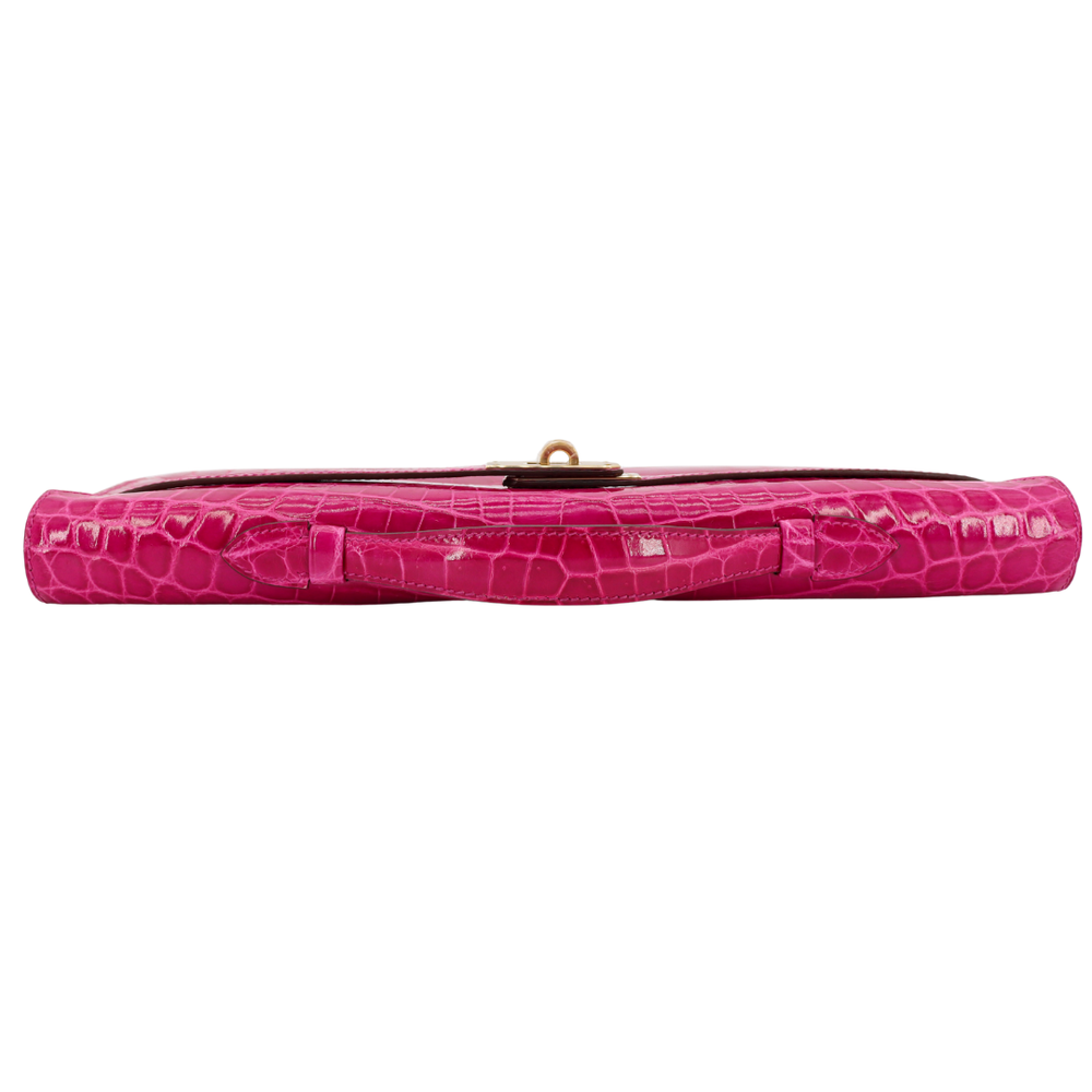 Hermès Kelly Cut Rose Scheherazade Shiny Niloticus Crocodile Gold