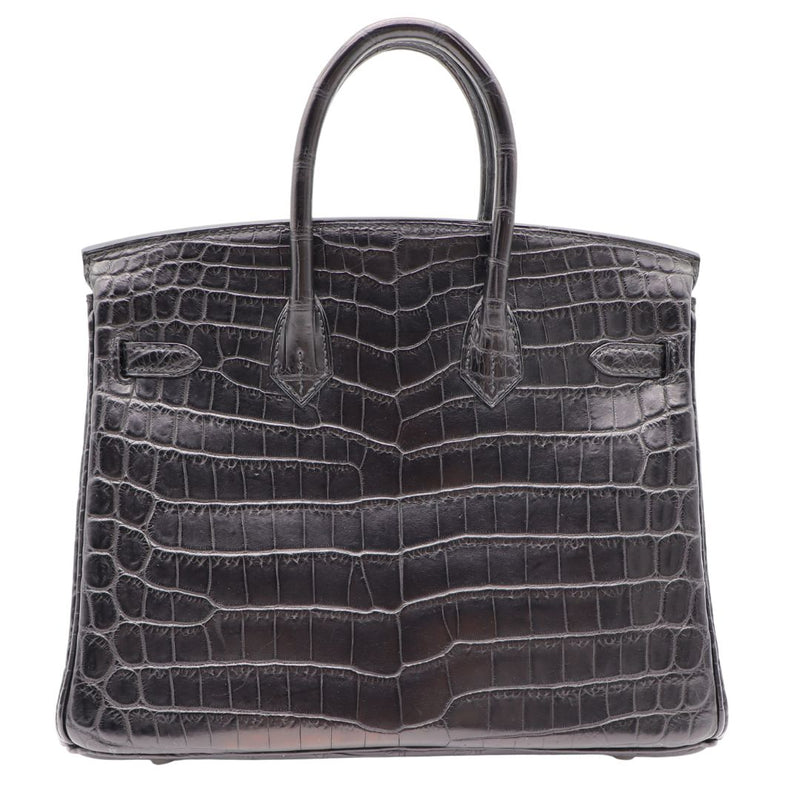 Hermès 25cm Birkin Black Matte Niloticus Crocodile Palladium Hardware