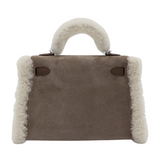 Hermès Kelly Mini Teddy Plush Shearling Gris Caillou/Etoupe Palladium Hardware