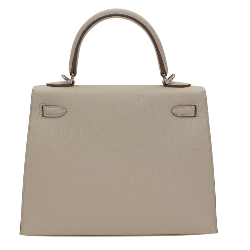 Hermès 25cm Kelly Sellier Craie Epsom Leather Electrum Hardware