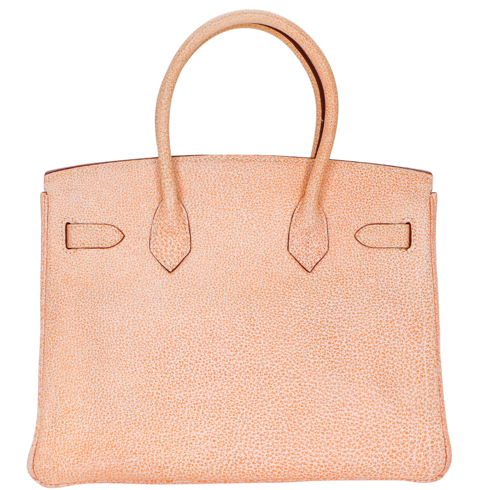 Hermès 30cm Birkin Orange Dalmatian Buffalo Leather Palladium