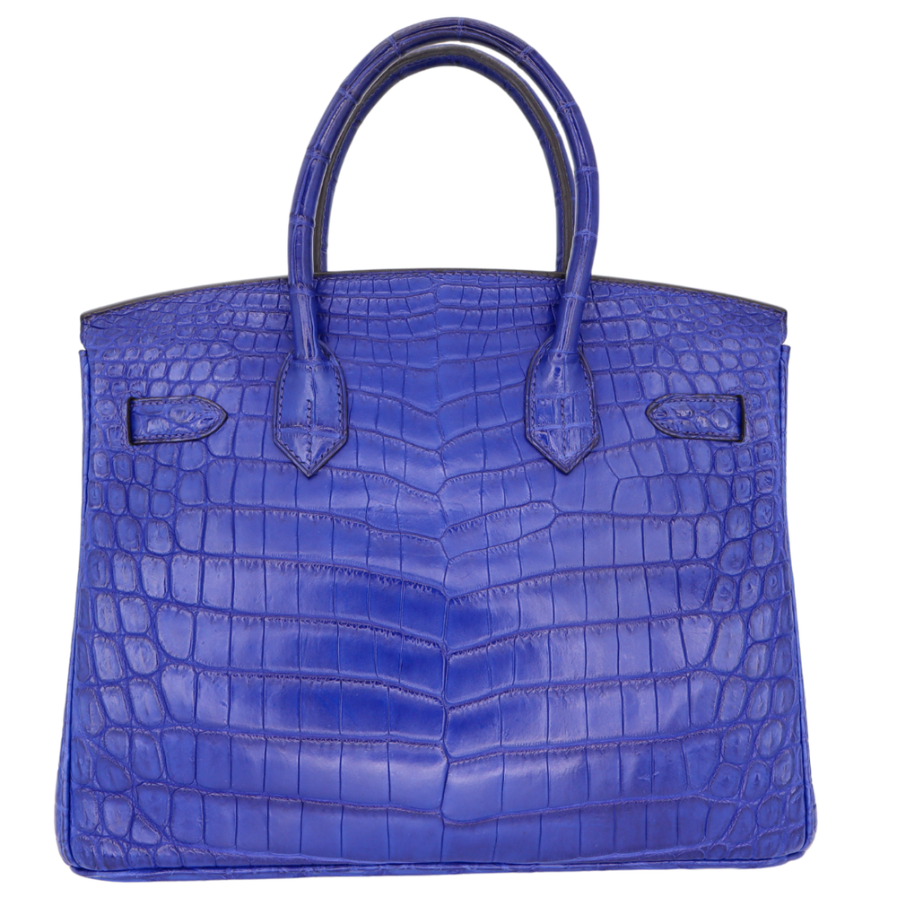 Hermès 30cm Birkin Bleu Electrique Matte Niloticus Crocodile