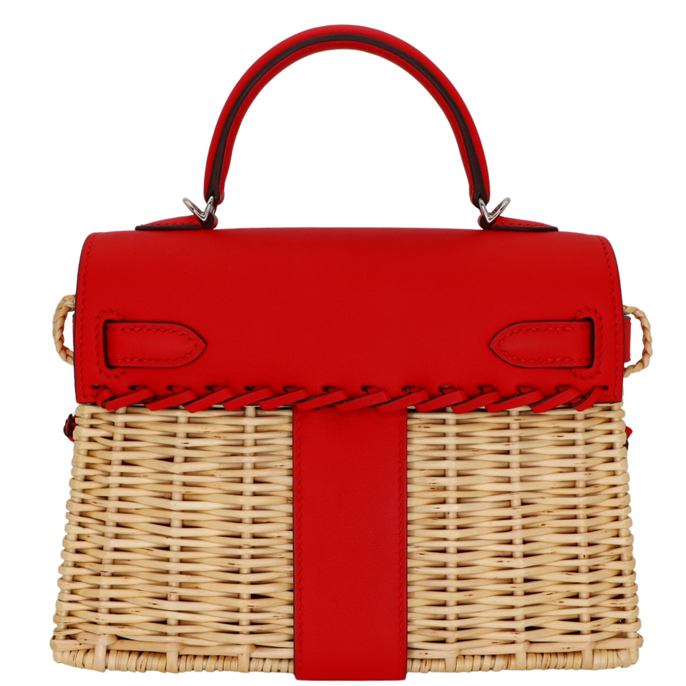 Hermès Kelly Mini Picnic Rouge de Coeur Swift Leather Palladium