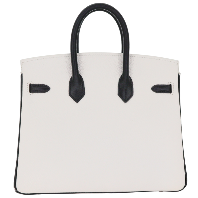 Hermès 25cm Birkin HSS White/Black Epsom Leather Palladium Hardware