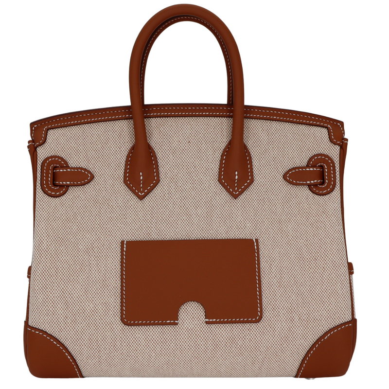 Hermès 25cm Birkin Cargo Ecru/Gold Canvas/Swift Leather Palladium Hardware