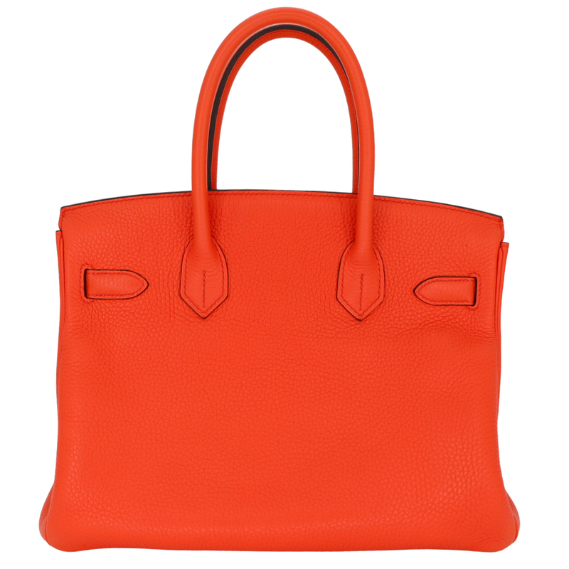 Hermès 30cm Birkin Verso Orange Poppy Clemence Leather Palladium Hardware