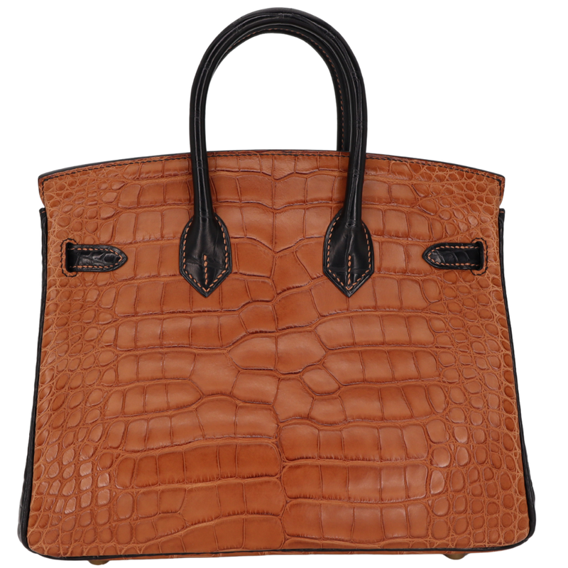 Hermès 25cm Birkin HSS Gold/Black Matte Alligator Brushed Gold Hardware