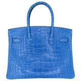 Hermès 30cm Birkin Bleu Zellige Matte Alligator Palladium Hardware