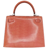 Hermès 25cm Kelly Sellier Bubblegum Lizard Palladium Hardware