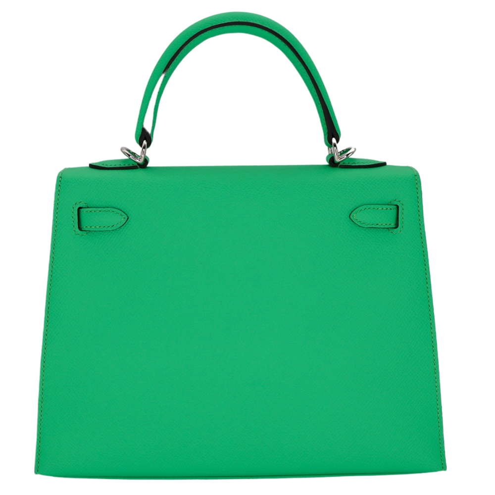 Hermès 25cm Kelly Sellier Vert Comics Epsom Leather Palladium