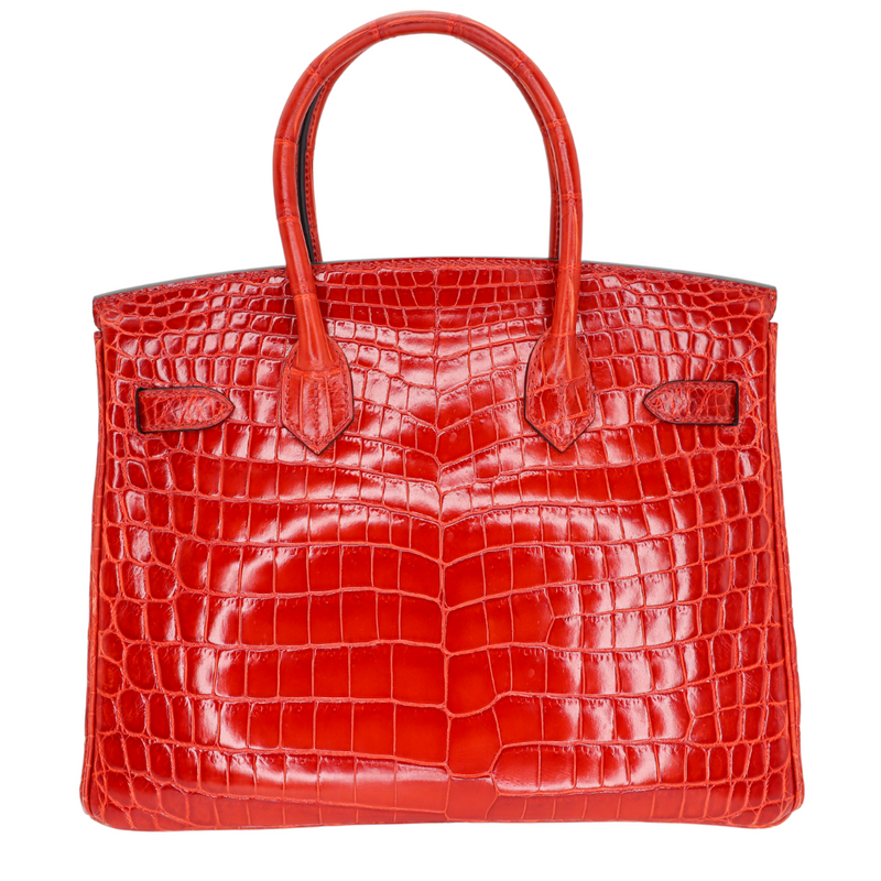 Hermès 30cm Birkin Braise Shiny Niloticus Crocodile Gold Hardware