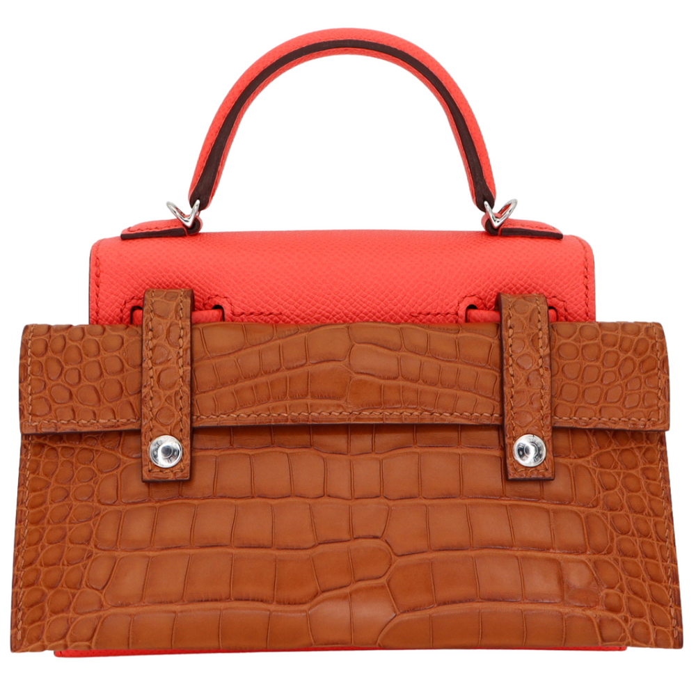 Hermès Kelly Doll Picto Rose Mexico Epsom Leather Palladium