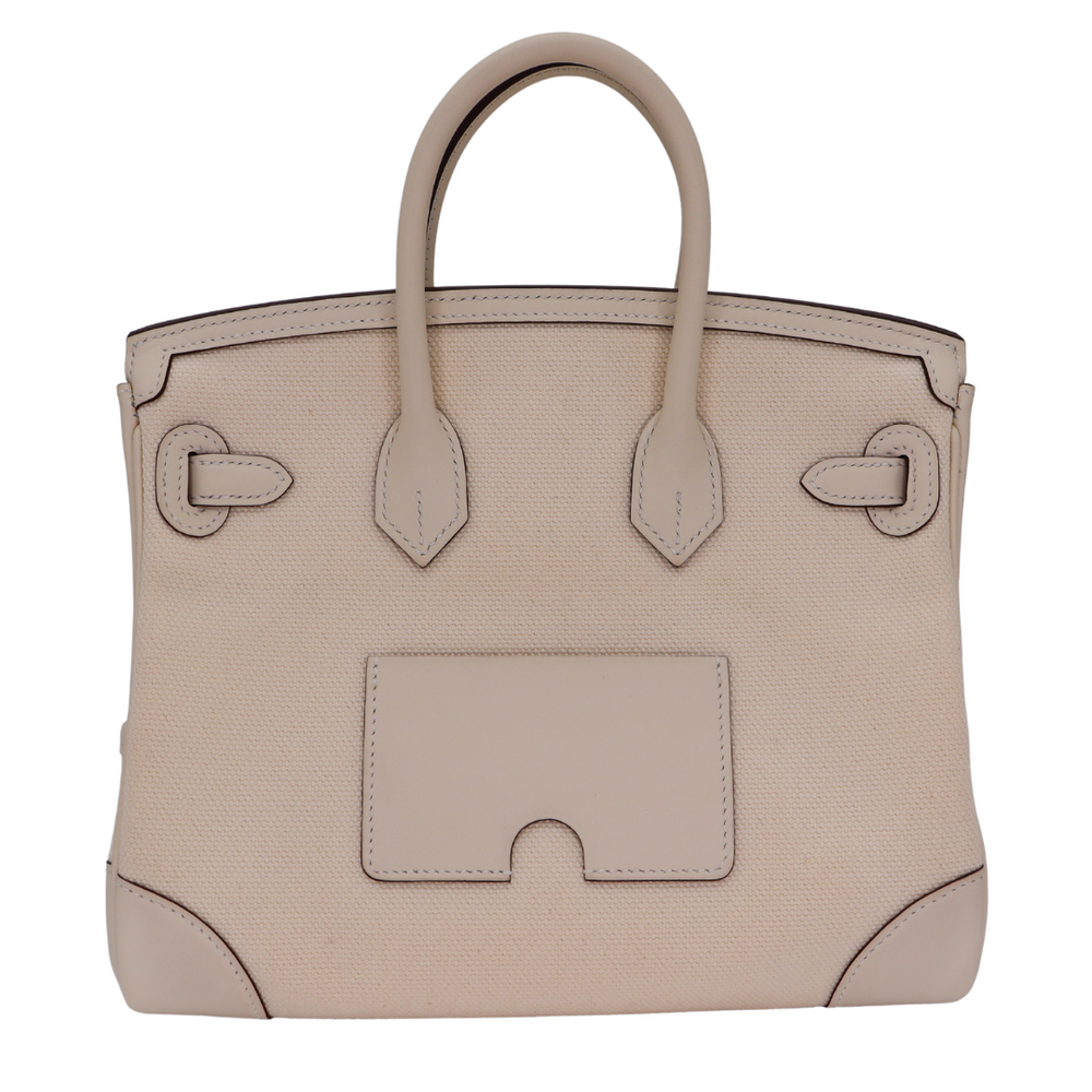 Hermès 25cm Birkin Cargo Nata Canvas Swift Leather Palladium