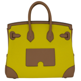 Hermès 25cm Birkin Cargo Jaune Citron/Chai Toile/Swift Leather Palladium Hardware