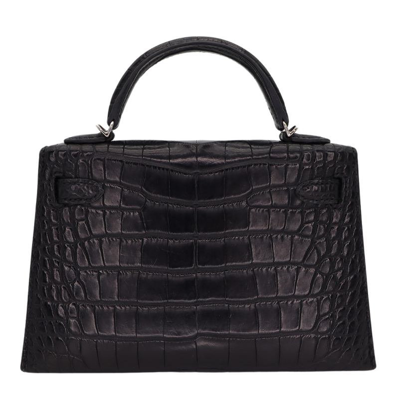 Hermès Mini Kelly II Black Matte Alligator Palladium Hardware Hermès Mini Kelly II Black Matte Alligator Palladium Hardware