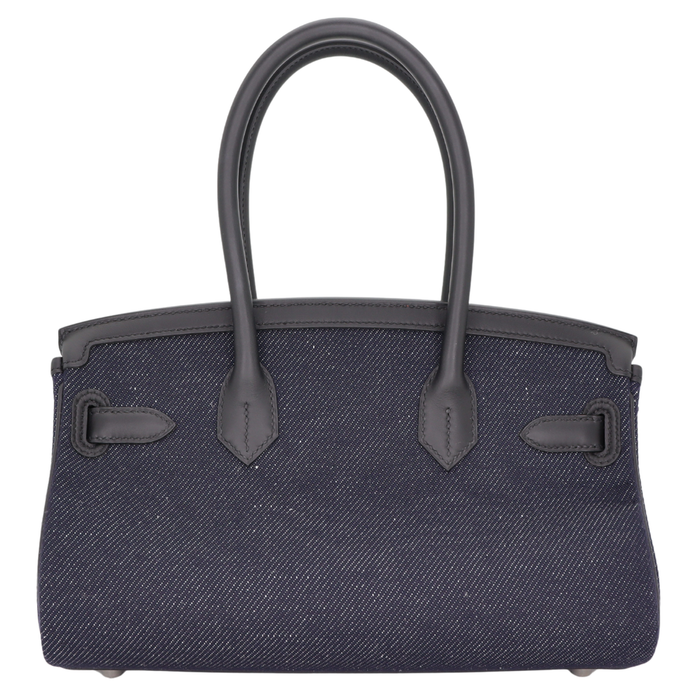 Hermès 29cm Birkin Shoulder Denim/Black Swift Leather Palladium