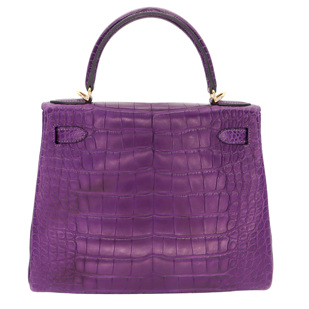 HERMES バングル purple color Hermès 28cm Kelly Retourne Amethyst Matte Alligator Gold Hardware