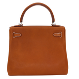 Hermès 25cm Kelly Retourne Fauve Barenia Faubourg Leather Palladium Hardware