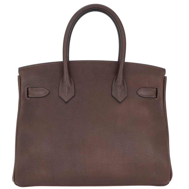 Hermès 30cm Birkin Ebene Barenia Faubourg Leather Palladium Hardware