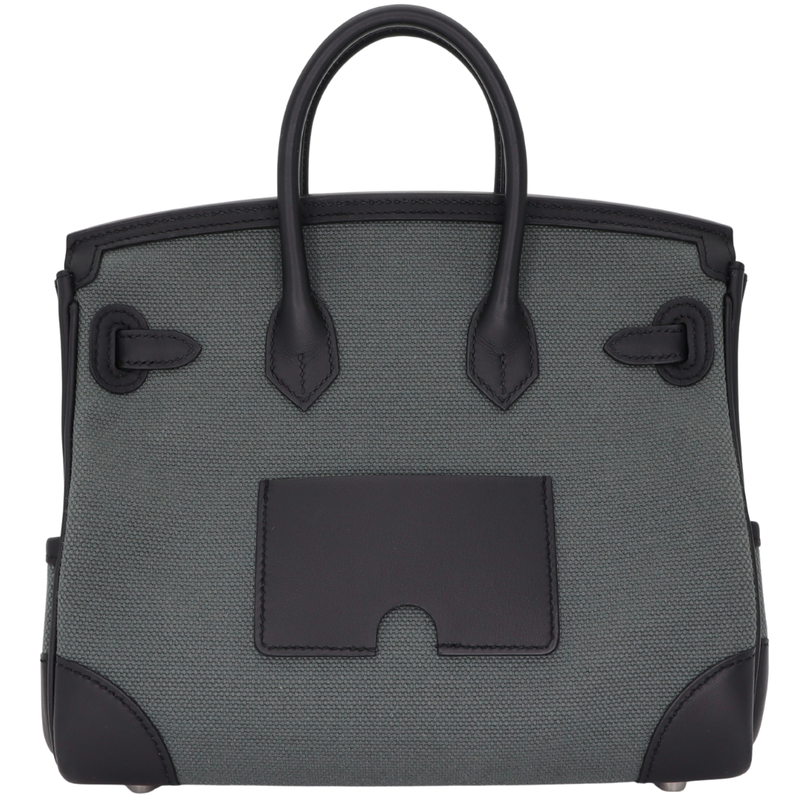 Hermès 25cm Birkin Cargo Vert Mangrove Toile/Swift Leather Palladium Hardware