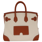 Hermès 25cm Birkin Cargo Vanille/Gold Canvas/Swift Leather Palladium Hardware