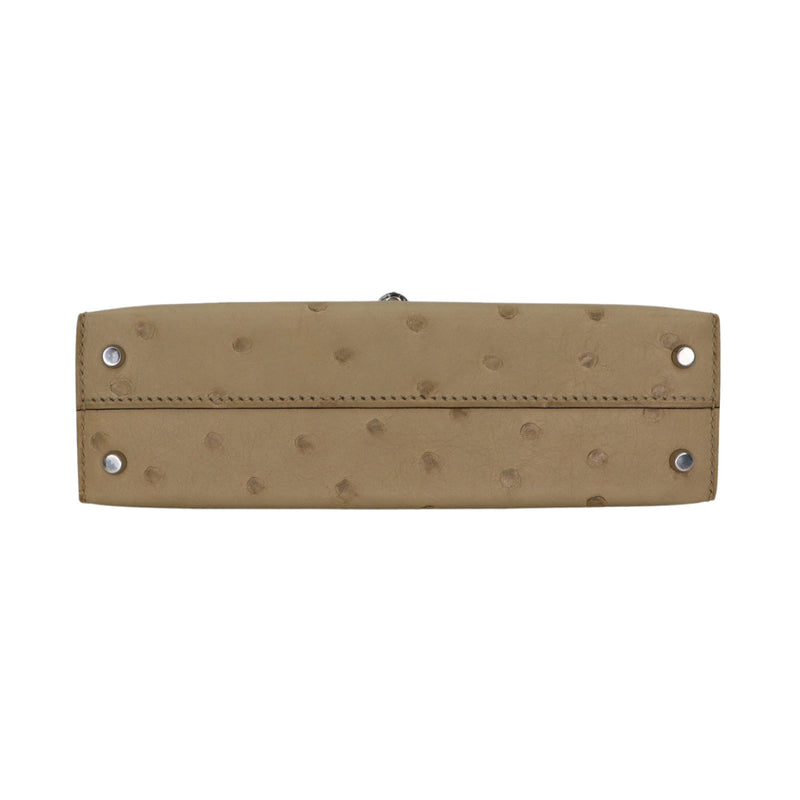 Hermès Kelly II Sellier Mini Parchemin Ostrich Palladium Hardware