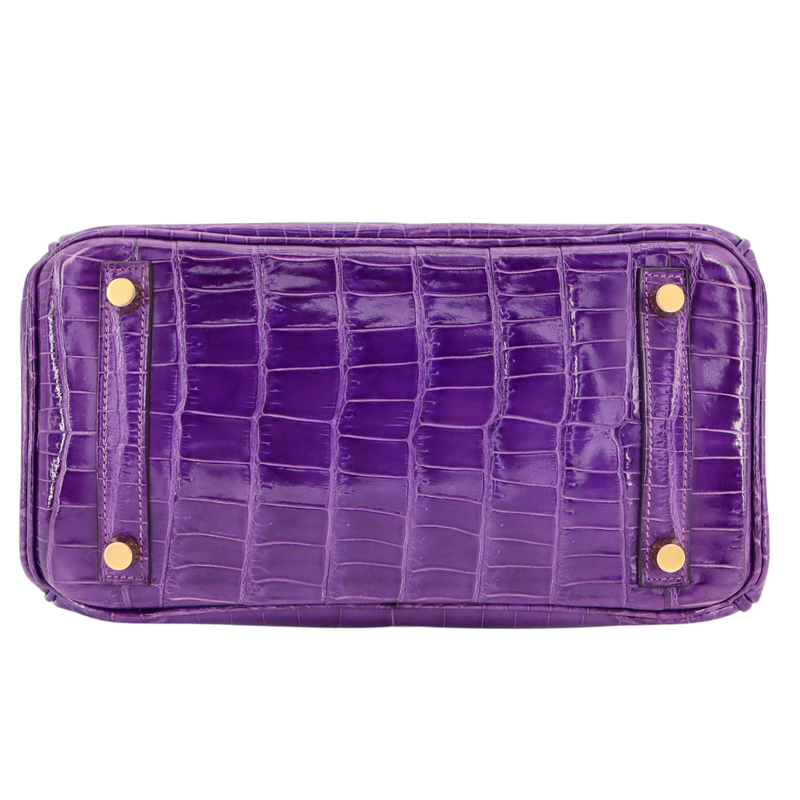 HERMES バングル purple color Hermès 25cm Birkin Ultraviolet Shiny Niloticus Crocodile Gold