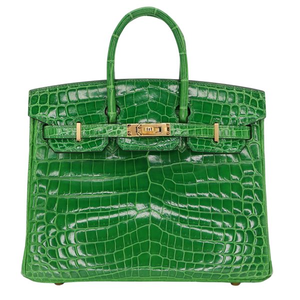 Hermès 25cm Birkin Cactus Shiny Niloticus Crocodile Gold Hardware