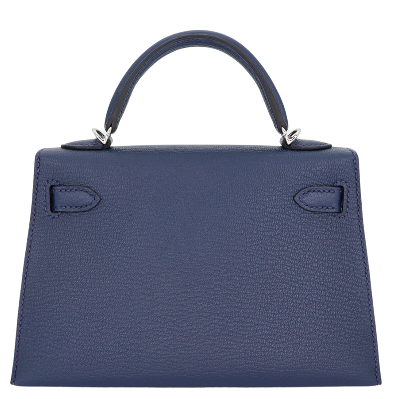 Hermès Kelly II Sellier Verso Mini Bleu Navy/Rouge De Coeur Chèvre Leather Palladium Hardware
