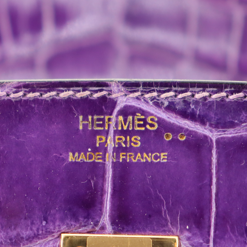 Hermès 25cm Birkin Ultraviolet Shiny Niloticus Crocodile Gold