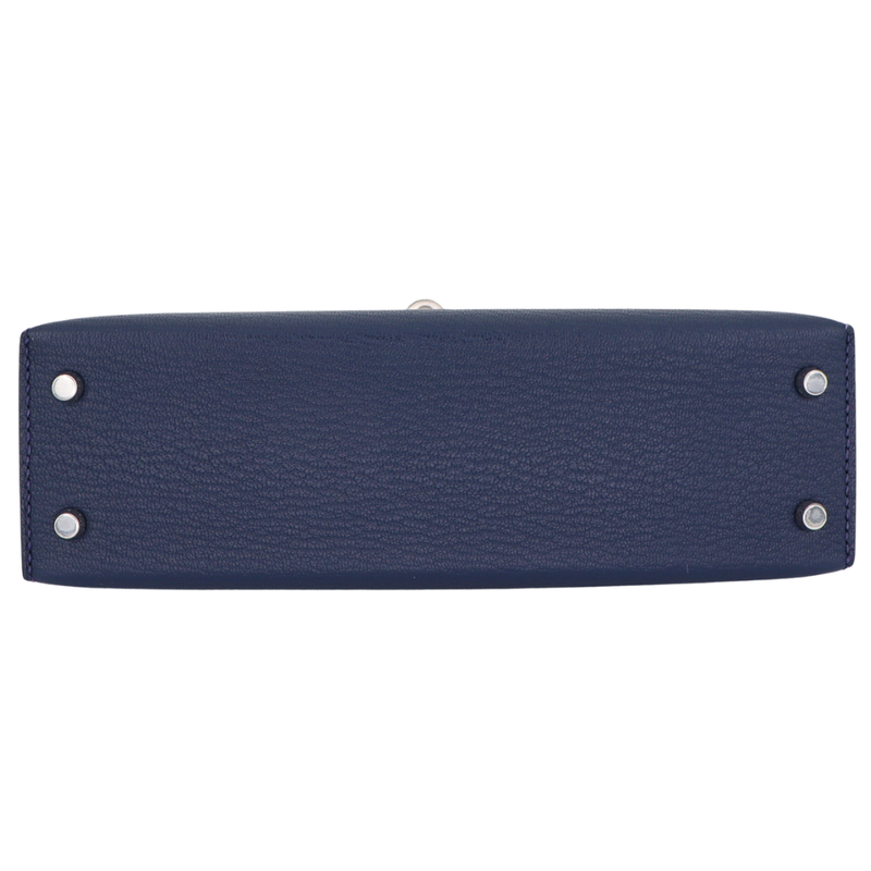 Hermès Kelly II Sellier Verso Mini Bleu Navy/Rouge De Coeur Chèvre Leather Palladium Hardware