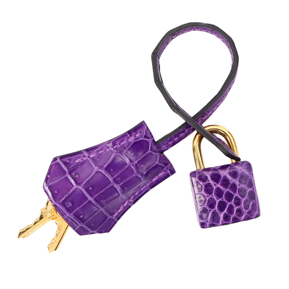 Hermès 25cm Birkin Ultraviolet Shiny Niloticus Crocodile Gold