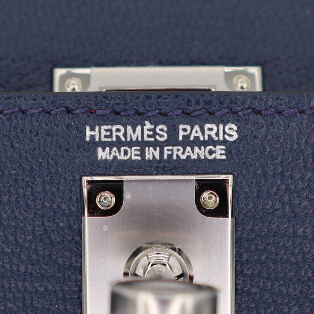 Hermès Kelly II Sellier Verso Mini Bleu Navy/Rouge De Coeur Chèvre
