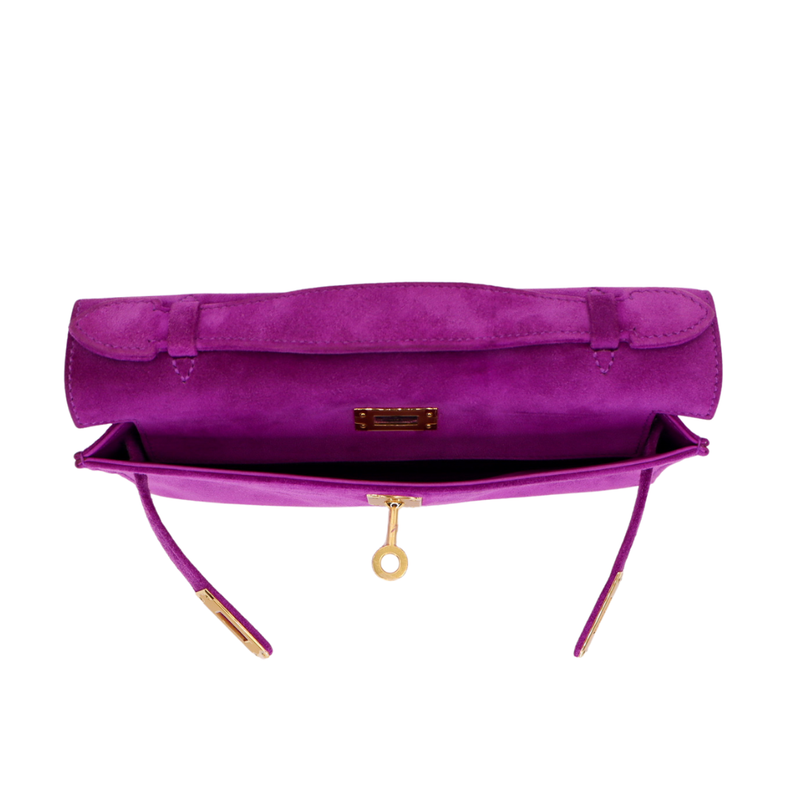 Hermès Kelly Pochette Doblis Ultraviolet Suede Gold Hardware