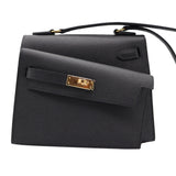 Hermès Kelly en Desordre Black Epsom Leather Gold Hardware