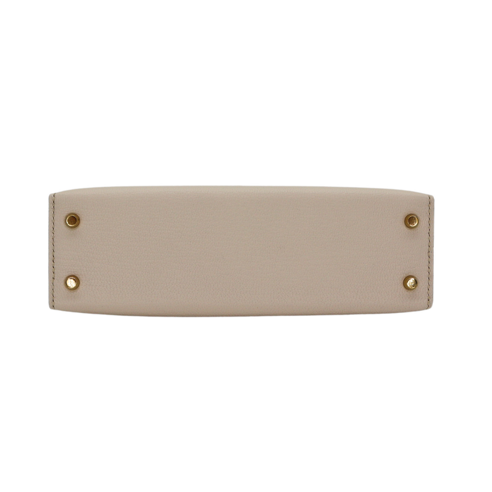 Hermès Kelly II Sellier Mini Nata/Black Chèvre Leather Permabrass