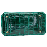 Hermès 25cm Birkin Emerald Shiny Porosus Crocodile Gold Hardware
