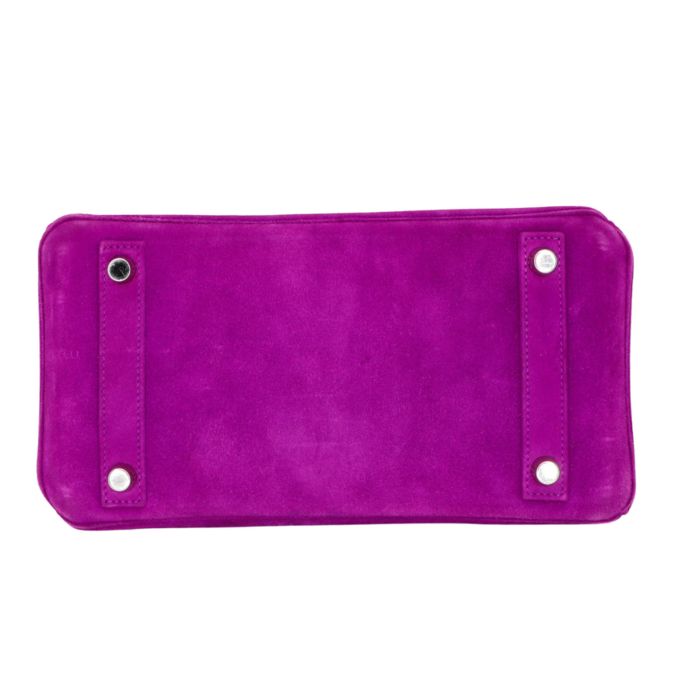 Hermès 25cm Birkin Doblis Rouge Vif Suede Palladium Hardware