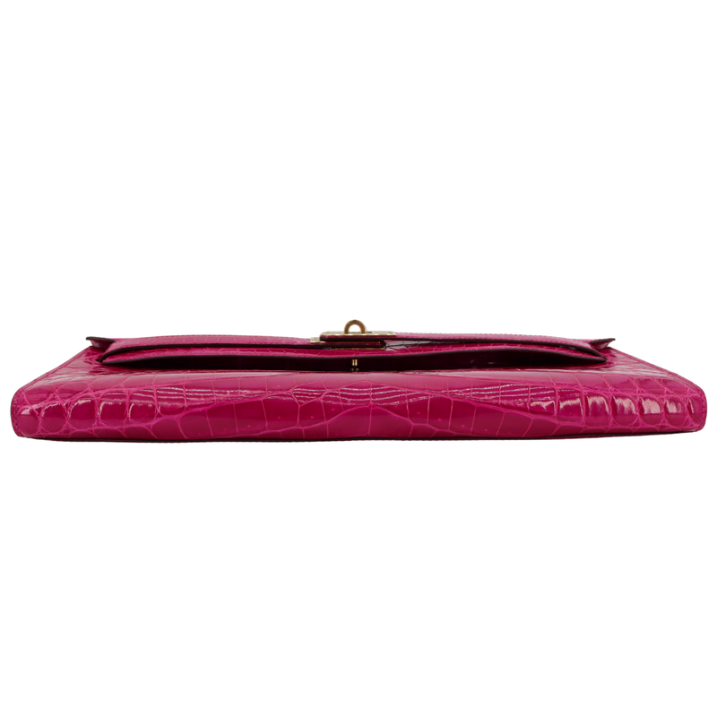 Hermès Kelly Cut Rose Scheherazade Shiny Niloticus Crocodile Gold