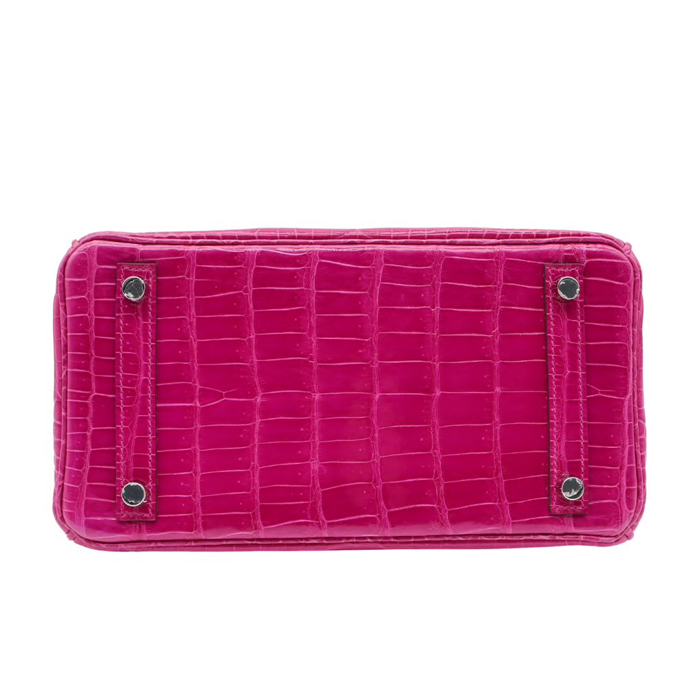 Hermès 25cm Birkin Rose Scheherazade Shiny Porosus Crocodile