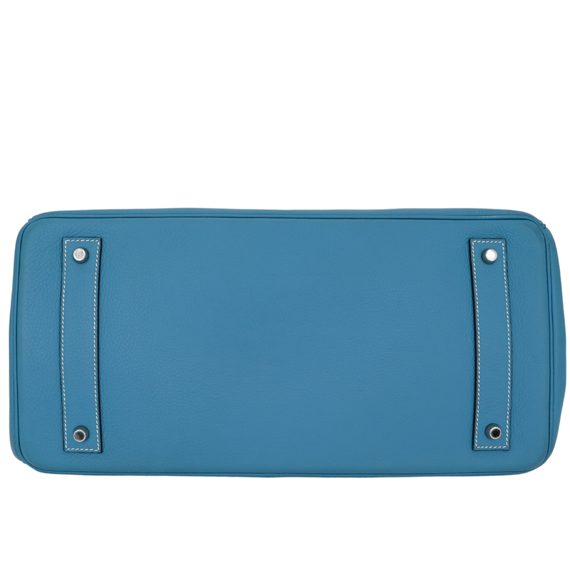 Hermès 42cm Birkin Shoulder JPG Bleu Jean Clemence Leather Palladium Hardware