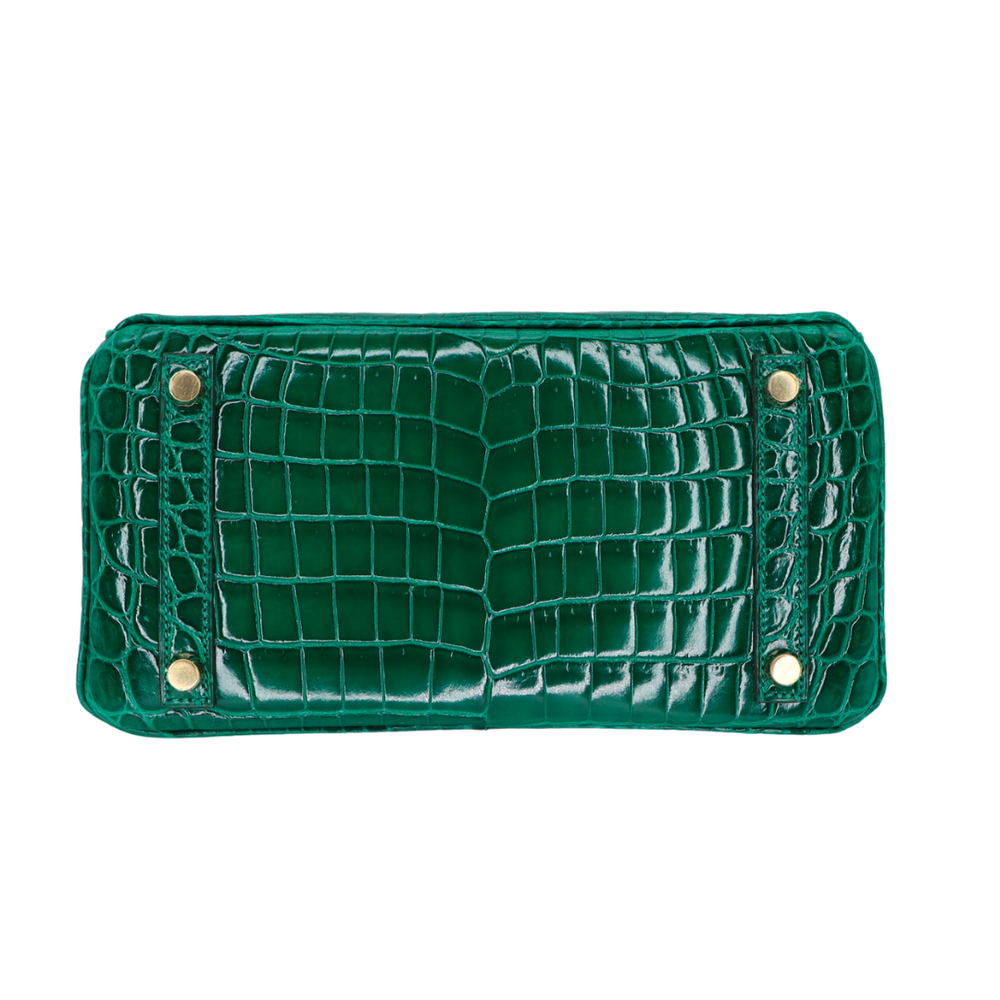 Hermès 25cm Birkin Emerald Shiny Niloticus Crocodile Gold Hardware Hermès 25cm Birkin Emerald Shiny Niloticus Crocodile Gold Hardware