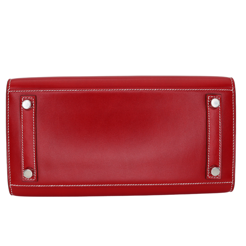 Hermès 25cm Birkin Sellier Rouge Piment Box Calf Leather Palladium