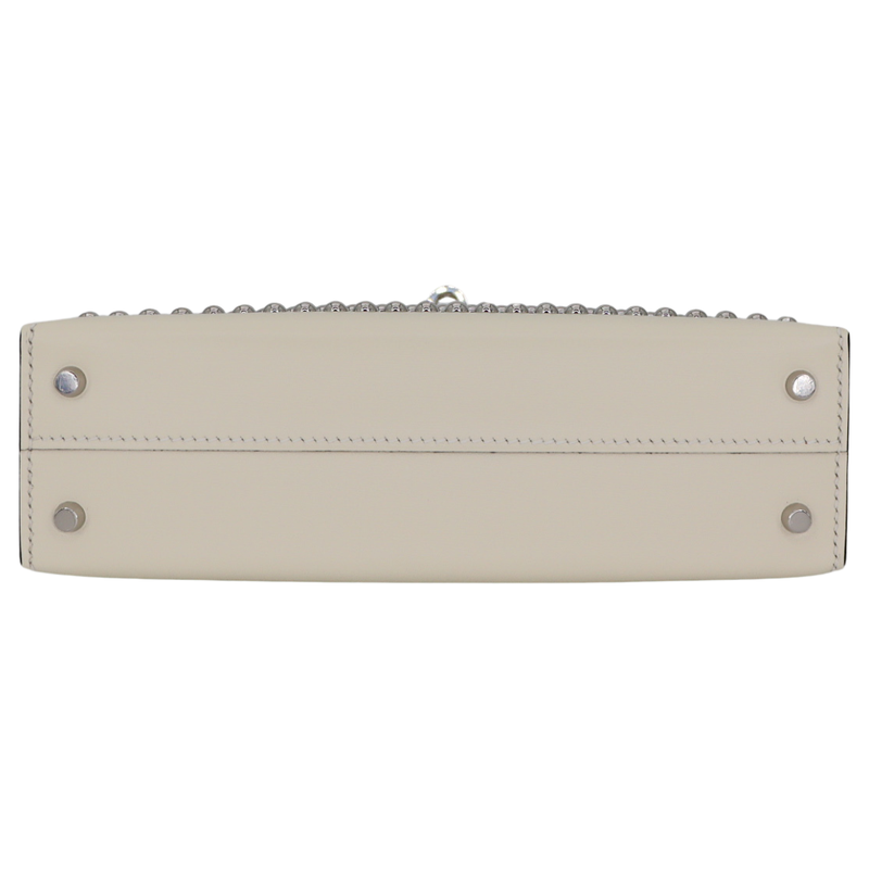Hermès Kelly II Sellier Mini Cloute Nata Box Calf Studded Leather Palladium Hardware