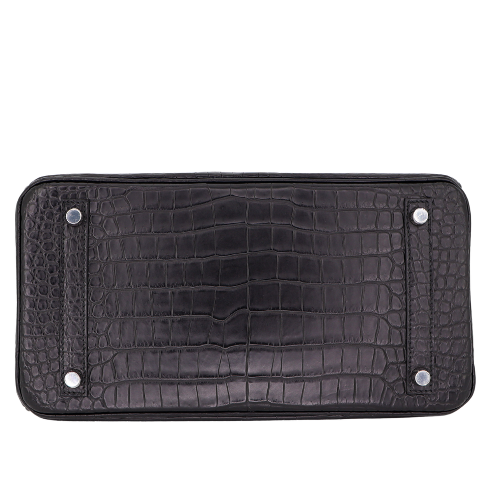 Hermès 30cm Birkin Black Matte Porosus Crocodile Palladium