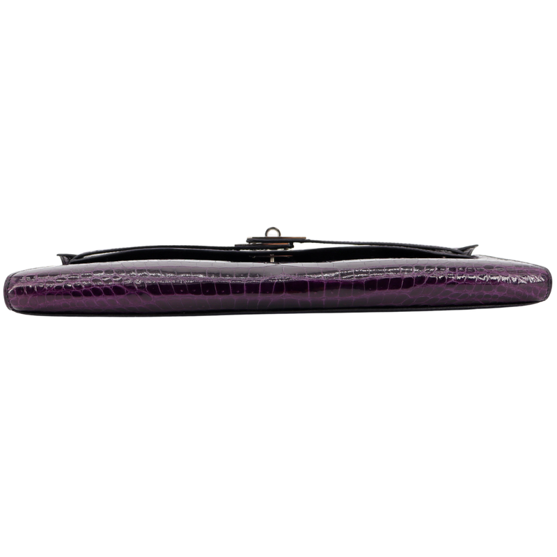 Hermès Kelly Cut Amethyst Shiny Porosus Crocodile Diamond Hardware