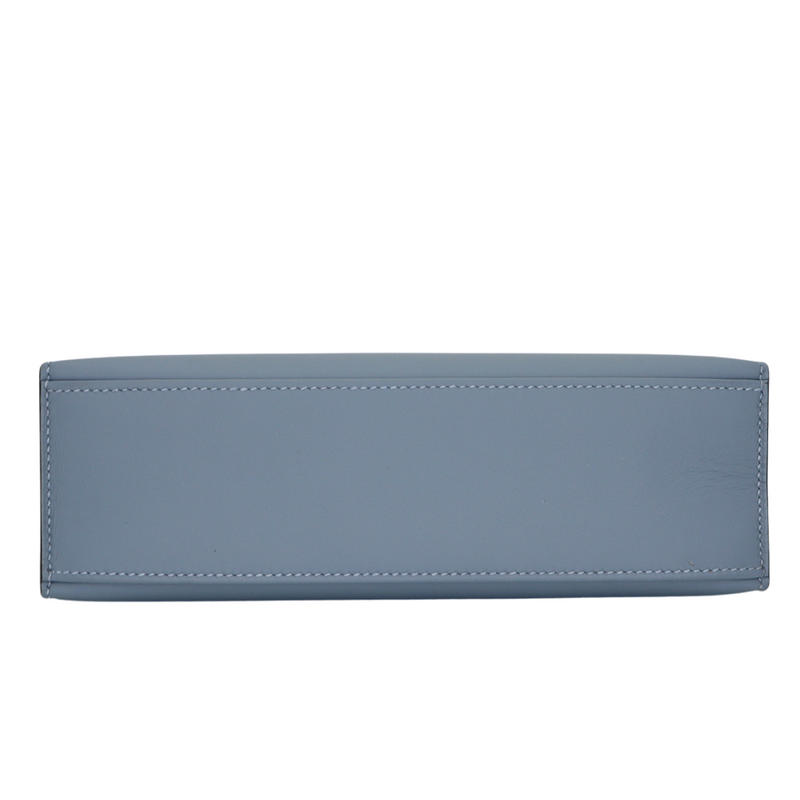 Hermès Kelly Pochette Bleu Lin Swift Leather Palladium Hardware