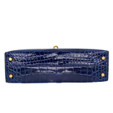 Hermès Kelly II Sellier Mini Bleu Saphir Shiny Alligator Gold Hardware